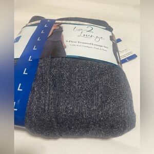 Luxe2Lounge Women's  BLUE 3 piecesTextured Lounge Set